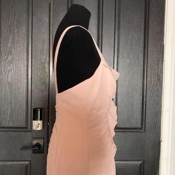 WHITE FOR VERA WANG Blush Pink  Chiffon Ruffle Dress - Picture 3 of 6